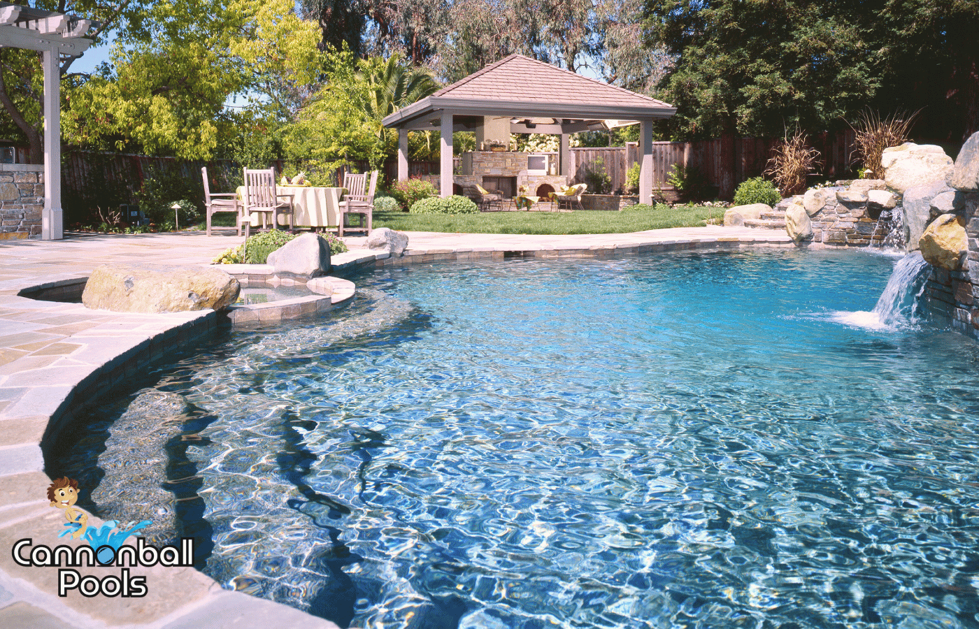 Inground pool with spa